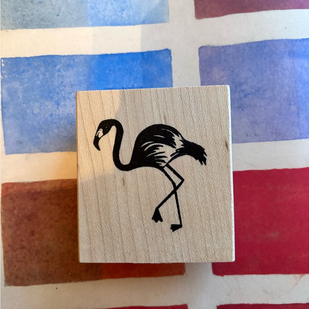 Paper Source Flamingo Rubber Stamp - EUC